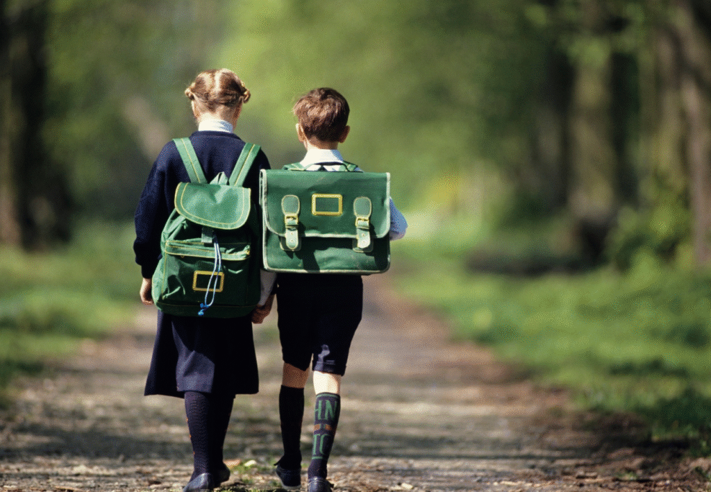 School children walking to school through woodland ©Getty Images